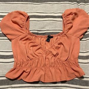 Forever 21 Cropped Puff Sleeve Top
